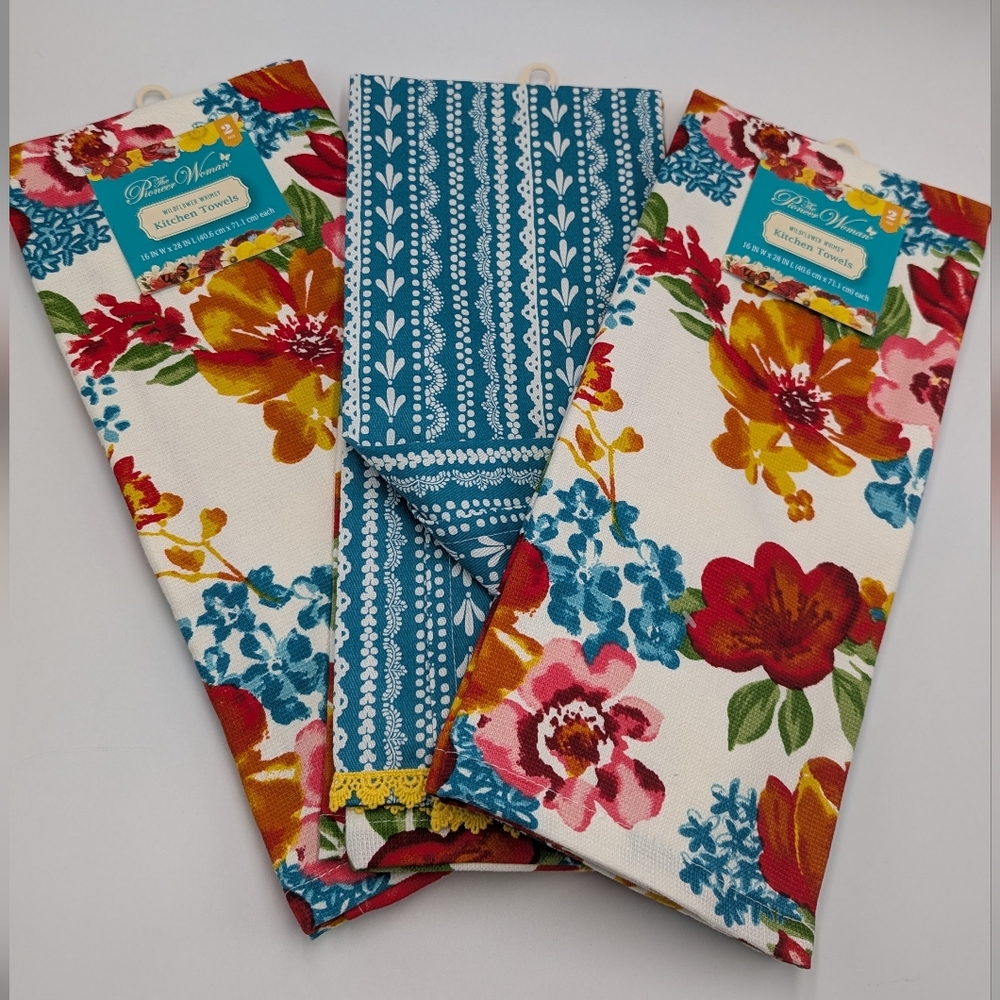 3 Set 2pc The Pioneer Woman Floral Kitchen Towels - Wildflower Whimsy
